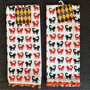 NEW! Halloween cat printed kitchen towel set